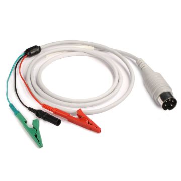 KING Shielded Cable, 5 PIN DIN to 1 Red, 1 Green Alligator Clip, 1 Black Male TP Connector 40" Qty 1 KM-PA050540RG.jpg