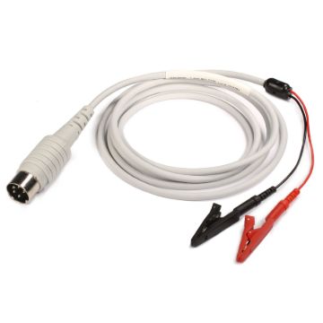 KING Shielded Cable, 5 PIN DIN to 1 Red, 1 Black Alligator Clip, Length 40” (102 cm), Qty 1 KM-PA051040RB.jpg
