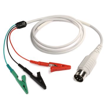 KING Shielded Cable 5 PIN DIN Connect. to 1 Red, 1 Green, 1 Black Alligator Clip, Length 60” KM-PA05116RBG.jpg