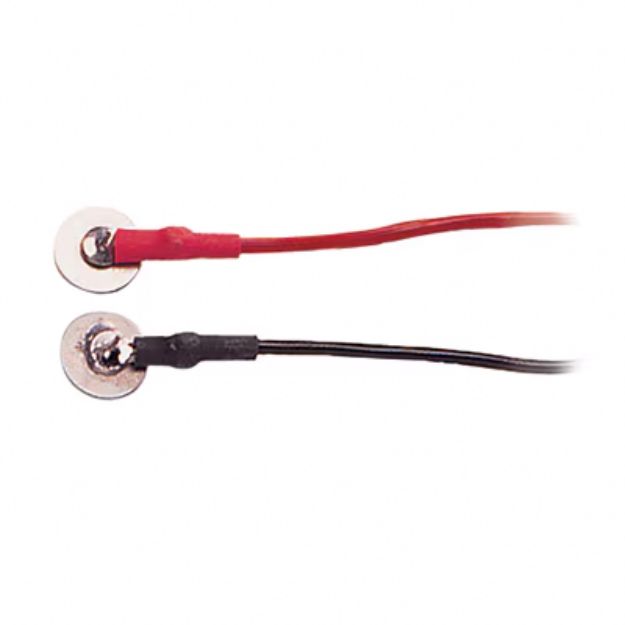 Picture of TECA Reusable Stainless Steel Disc Electrodes, 76cm (30") Red &amp; Black 1.5mm Connectors